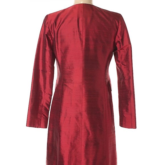 LAFAYETTE 148 size 0 long silk red coat jacket - Picture 2 of 6